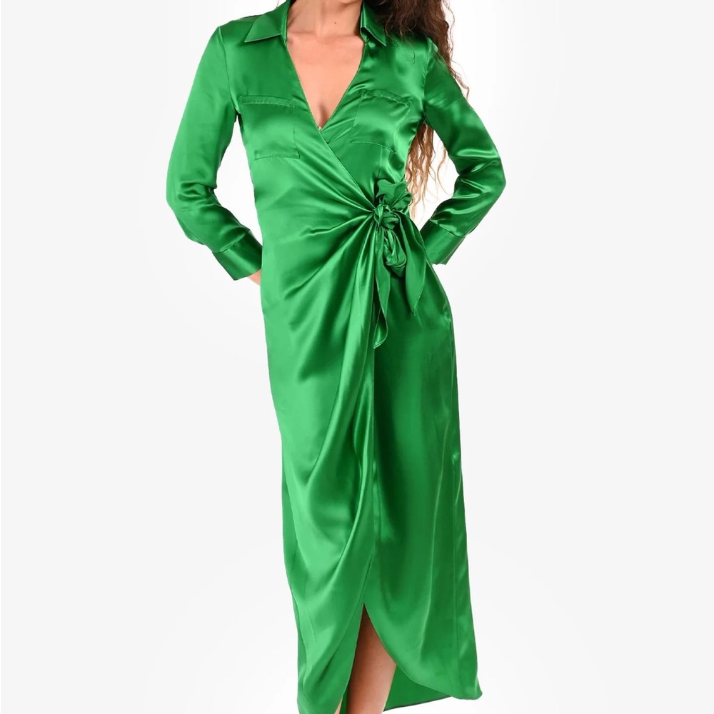 L'AGENCE Kadi Long Silk Wrap Dress